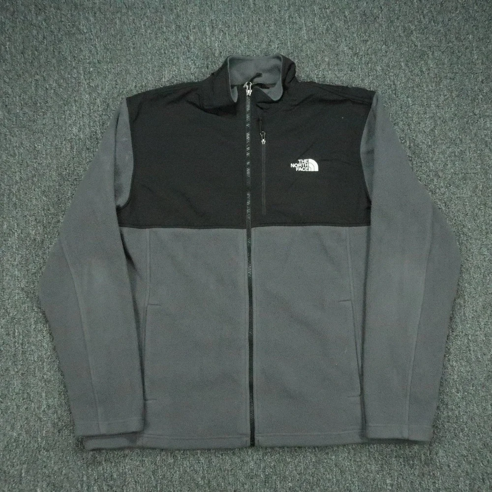 The North Face Jacket Mens XL Gray Black Tunda Full Zip Pockets Fleece Hiking